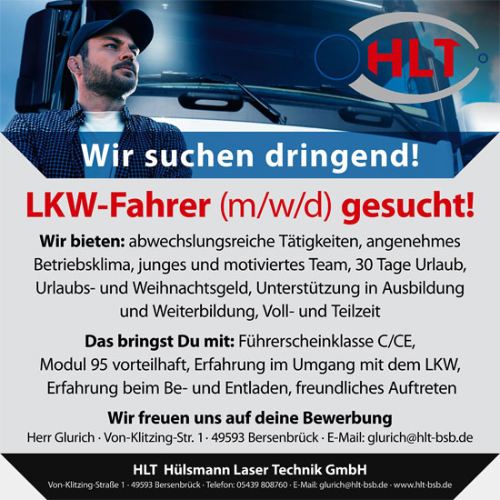 Jobangebot für LKW-Fahrer